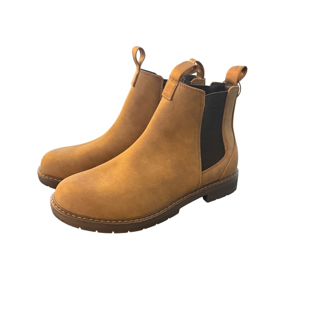 Portland Boot Company Mens 9W Tan Chelsea Ankle Boots Rugged Vegan Leather